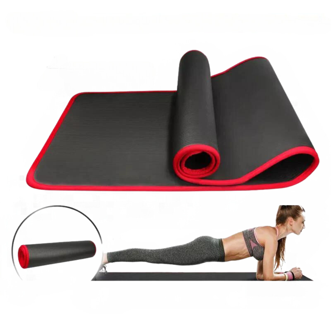 Thick, non-slip exercise mat for yoga, pilates & fitness. Unisex design provides comfort & stability for workouts.
