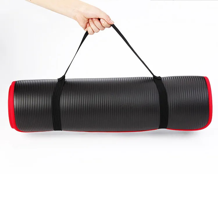 Person doing yoga on a thick, non-slip exercise mat, demonstrating comfort & stability during a home workout.