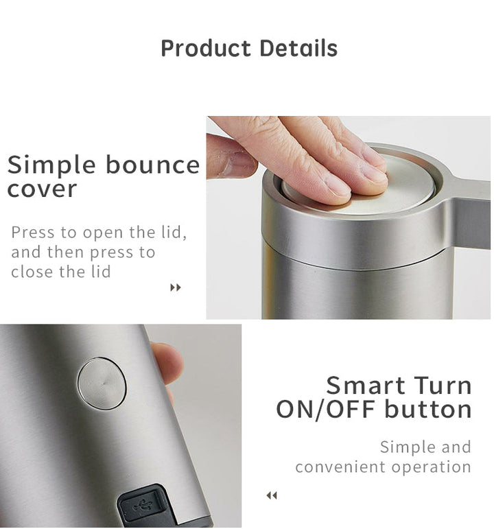 Touchless stainless steel soap dispenser with sleek design and motion sensor, suitable for kitchen and bathroom use.