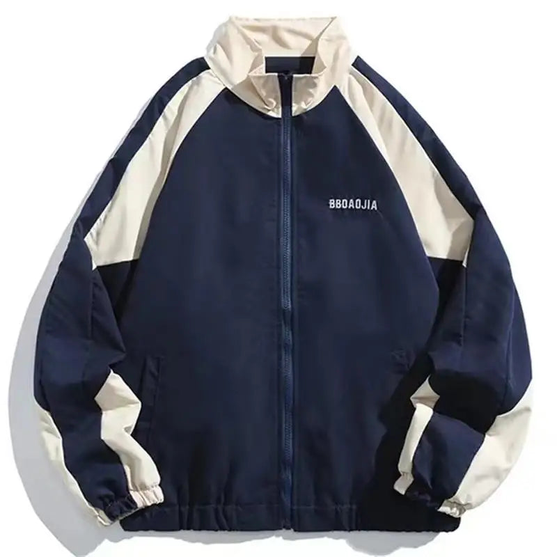 Trendy unisex color block windbreaker jacket, lightweight & weather-resistant. Perfect for spring & fall casual wear.