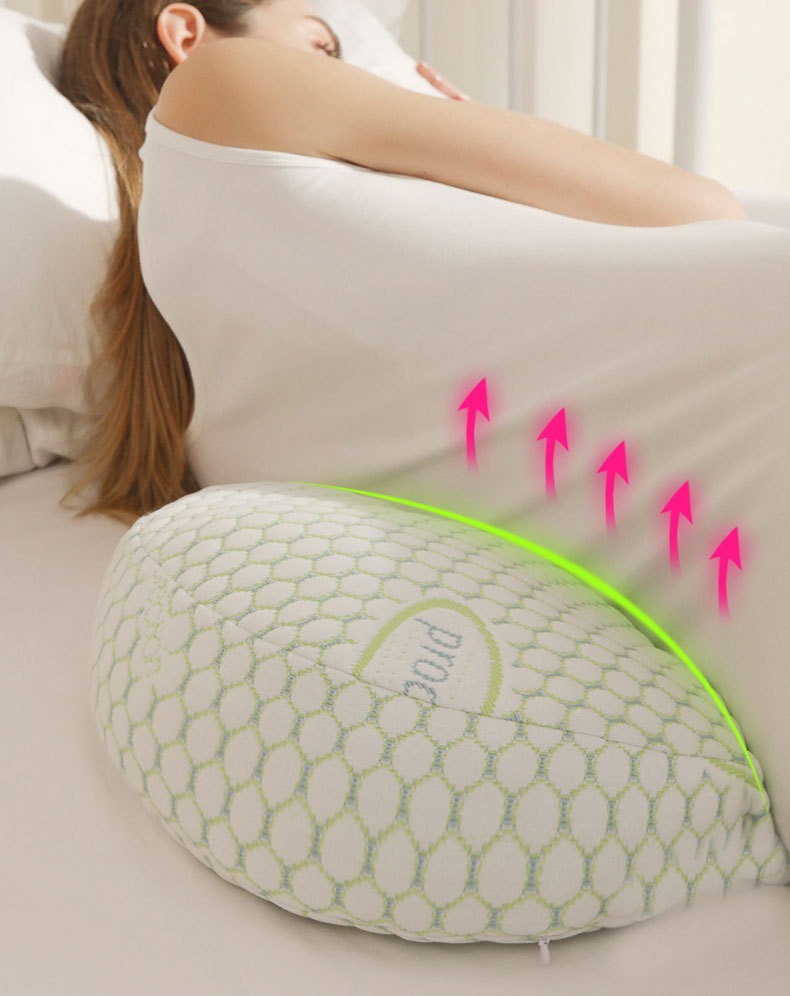 "U-shaped maternity pillow for pregnancy support, soft ergonomic design, offers full body comfort for back, belly, and legs."