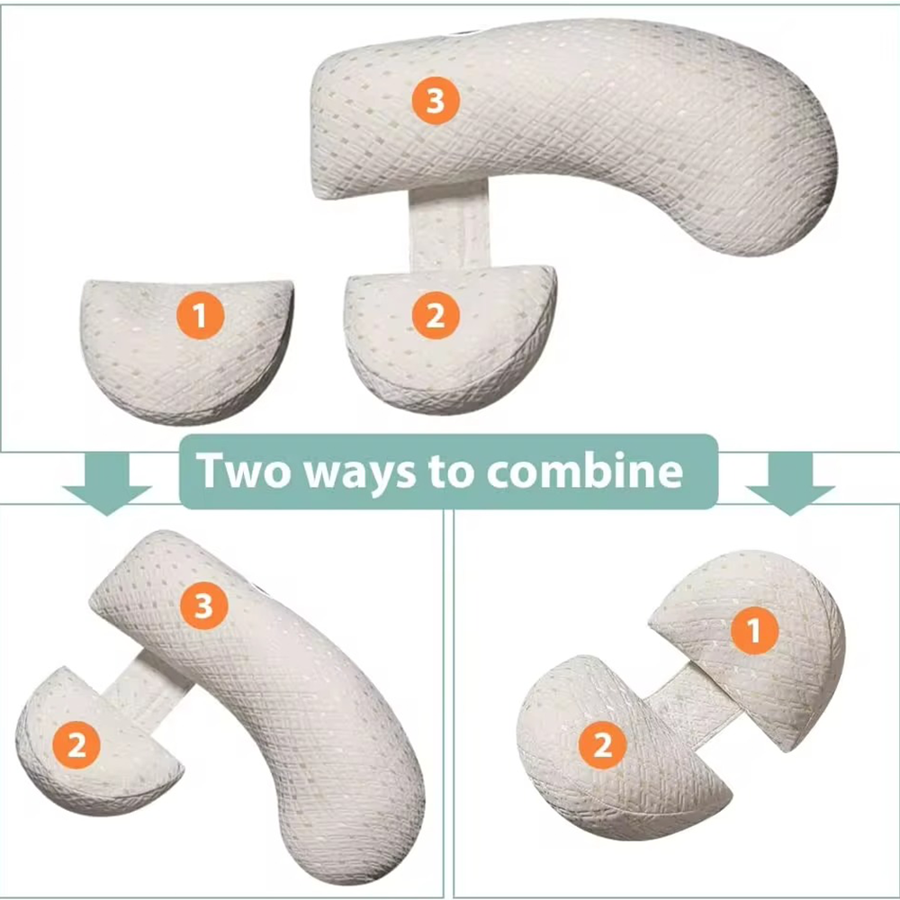 "U-shaped maternity pillow for pregnancy support, soft ergonomic design, offers full body comfort for back, belly, and legs."
