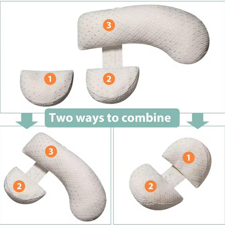 "U-shaped maternity pillow for pregnancy support, soft ergonomic design, offers full body comfort for back, belly, and legs."