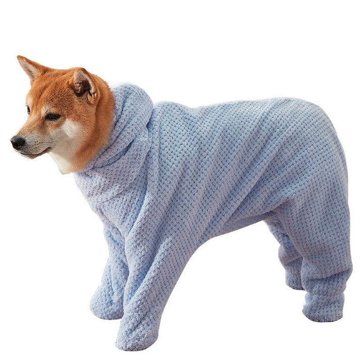 Ultra-absorbent hooded dog towel, soft and quick-drying, perfect for post-bath comfort; ideal pet supplies for clean home.