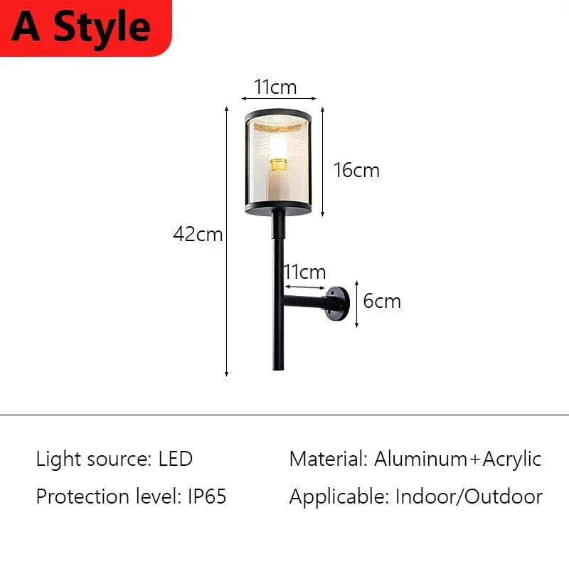 "Ultra-bright IP65 waterproof outdoor wall lantern with cool white LED for garden, balcony, and patio use."