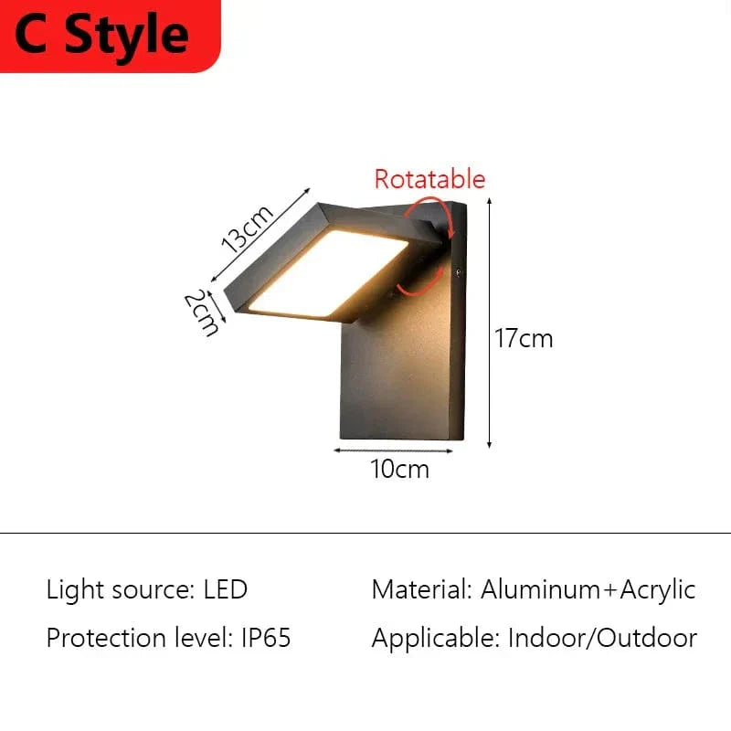 "Ultra-bright IP65 waterproof outdoor wall lantern with cool white LED for garden, balcony, and patio use."