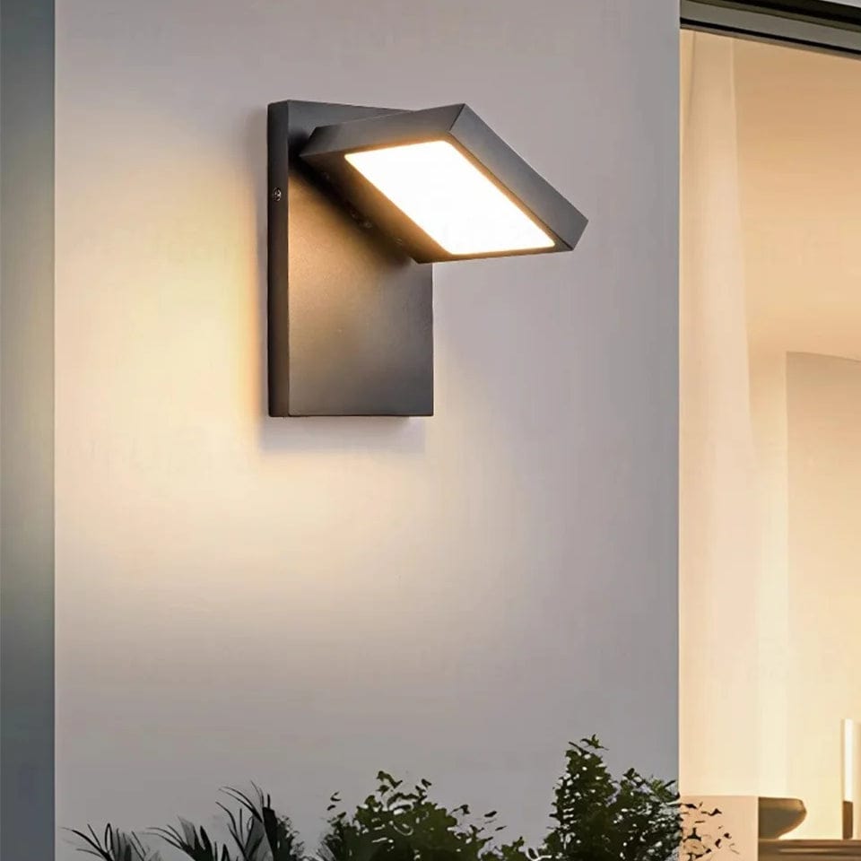 "Ultra-bright IP65 waterproof outdoor wall lantern with cool white LED for garden, balcony, and patio use."