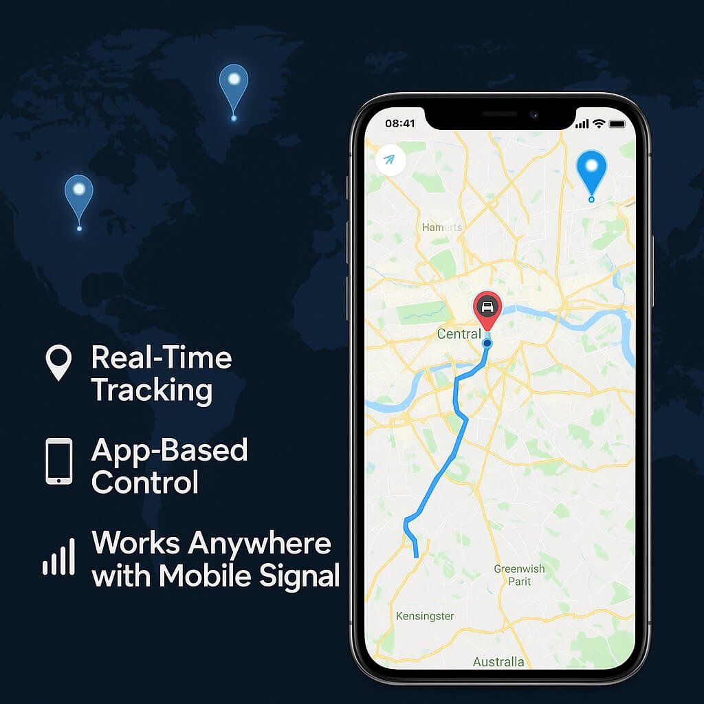 "Ultra-compact magnetic GPS tracker with real-time tracking and easy attachment for vehicle and asset security."