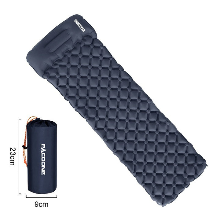 Backpacking ultralight sleeping pad, compact and portable with an integrated pump for easy setup.