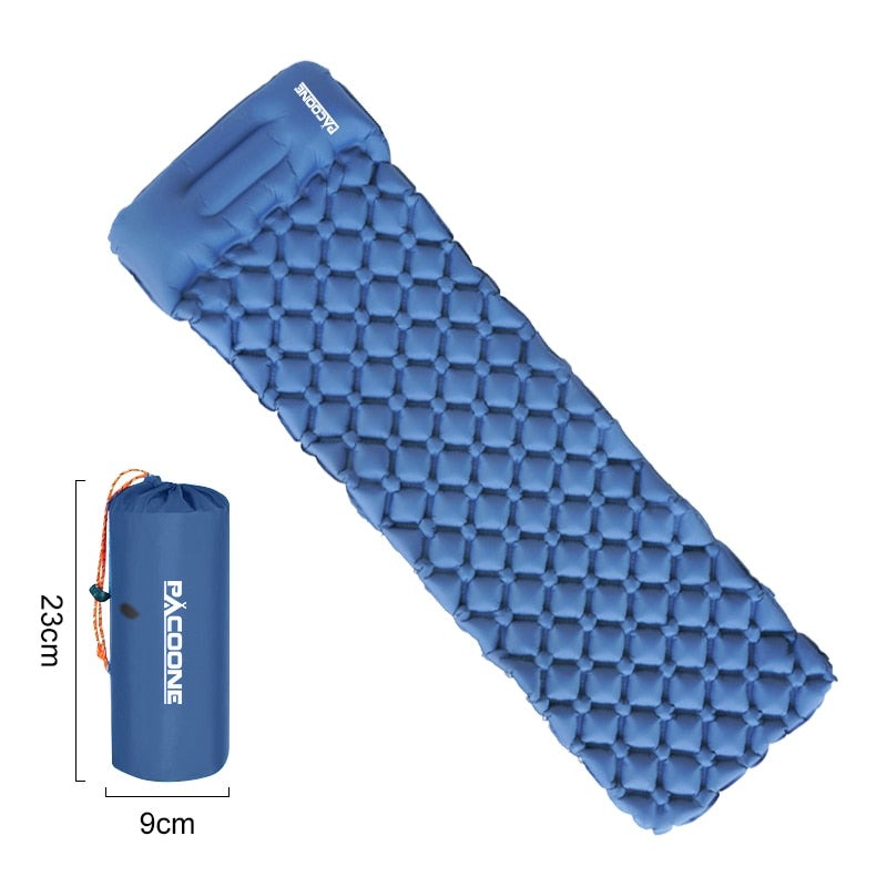 Ultralight camping mat in a scenic mountain setting, ideal for outdoor travel & adventure.
