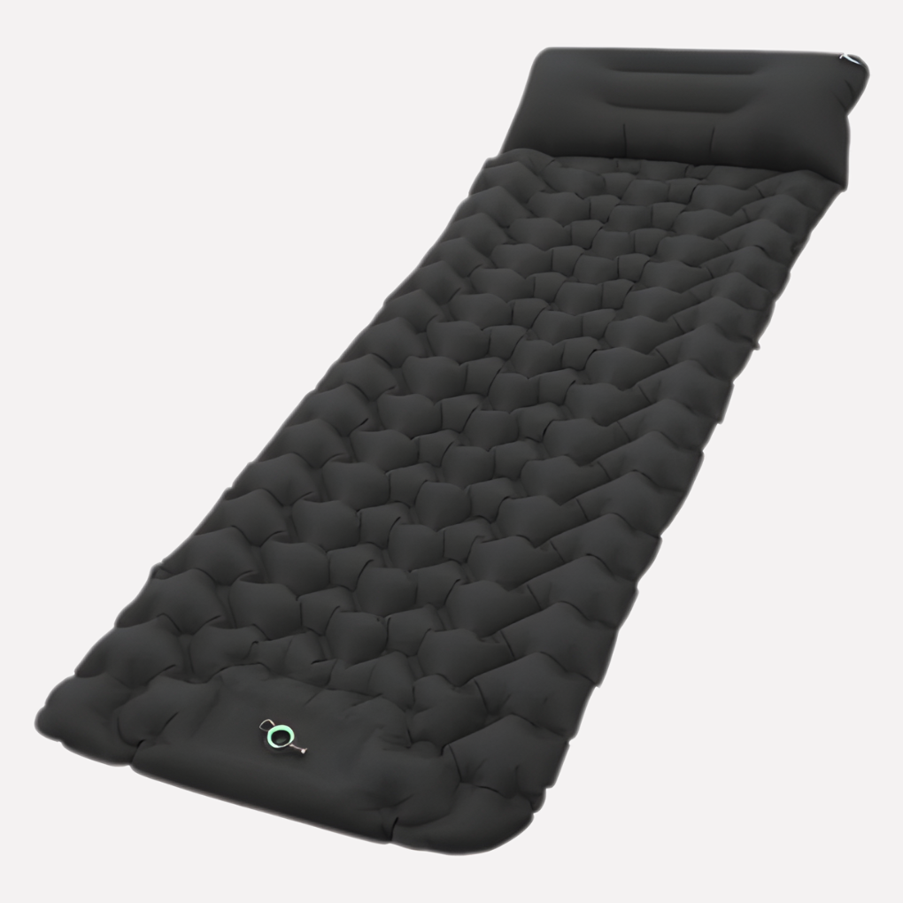 Unisex portable sleeping pad in a tent, perfect for comfortable outdoor camping, hiking & travel.