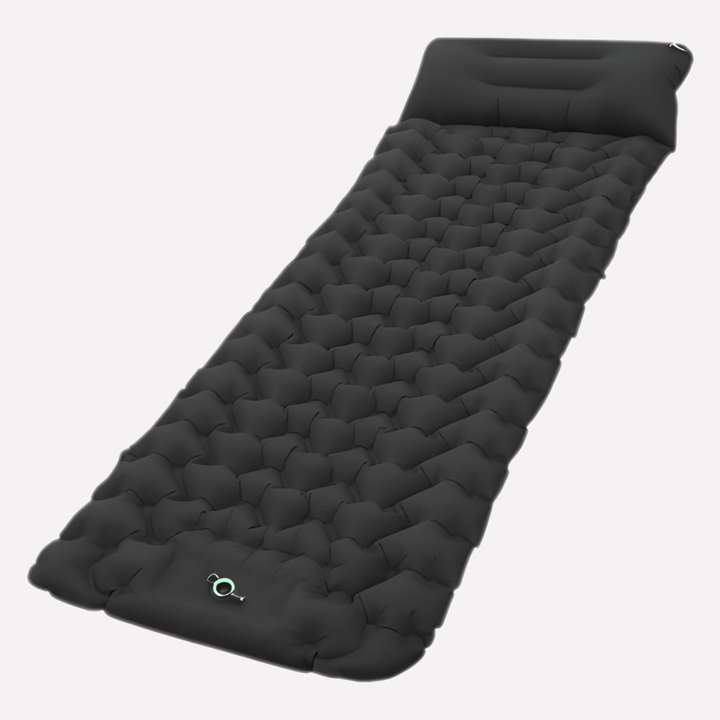 Unisex portable sleeping pad in a tent, perfect for comfortable outdoor camping, hiking & travel.