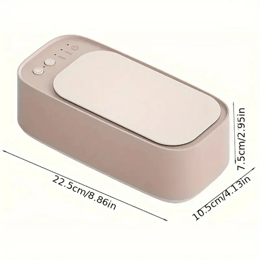 "Ultrasonic cleaning device restoring shine to jewellery, glasses, watches with advanced sound wave technology."