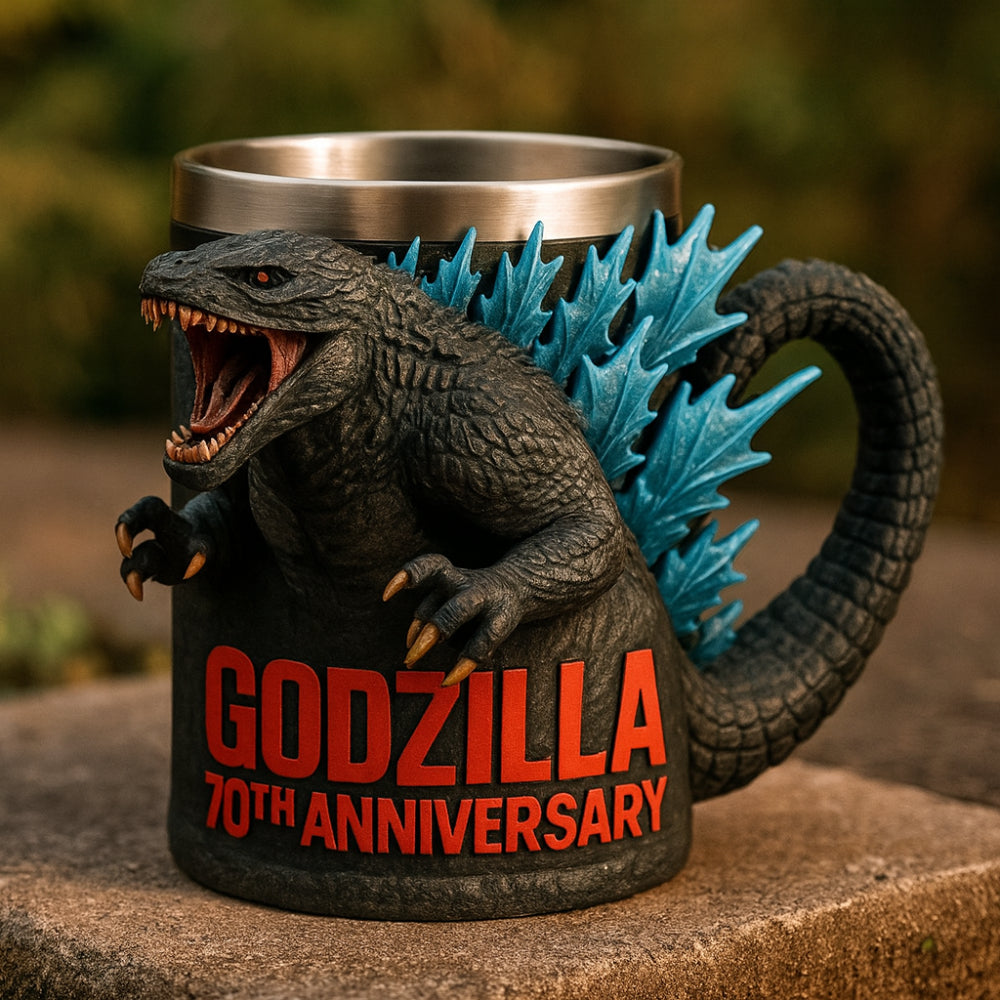Hand-painted style 3D monster coffee mug, unique sculpted ceramic tea cup.