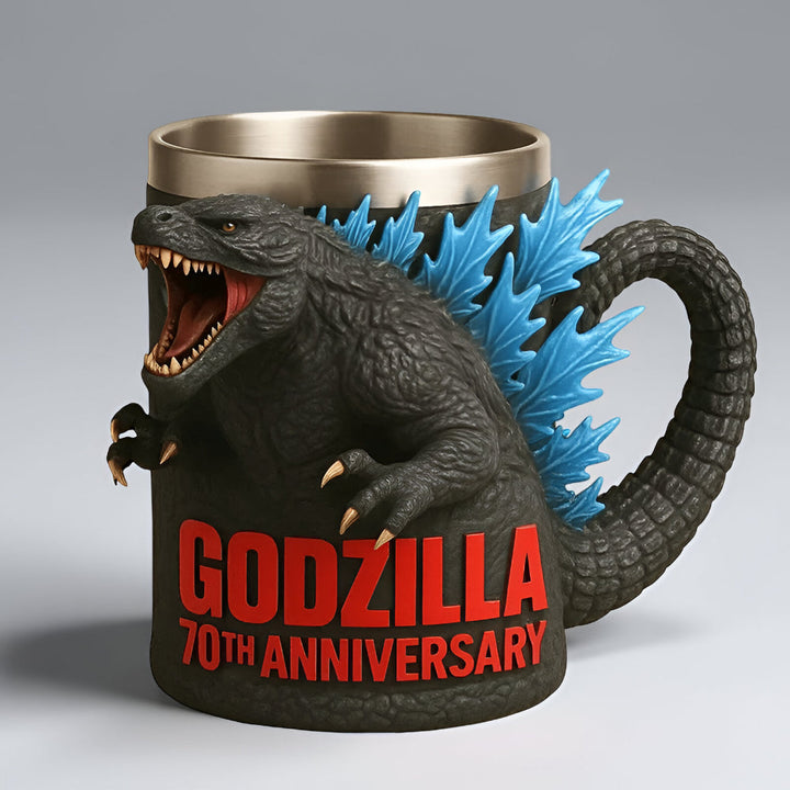 Side view of a unique 3D monster novelty ceramic coffee mug and drinkware.