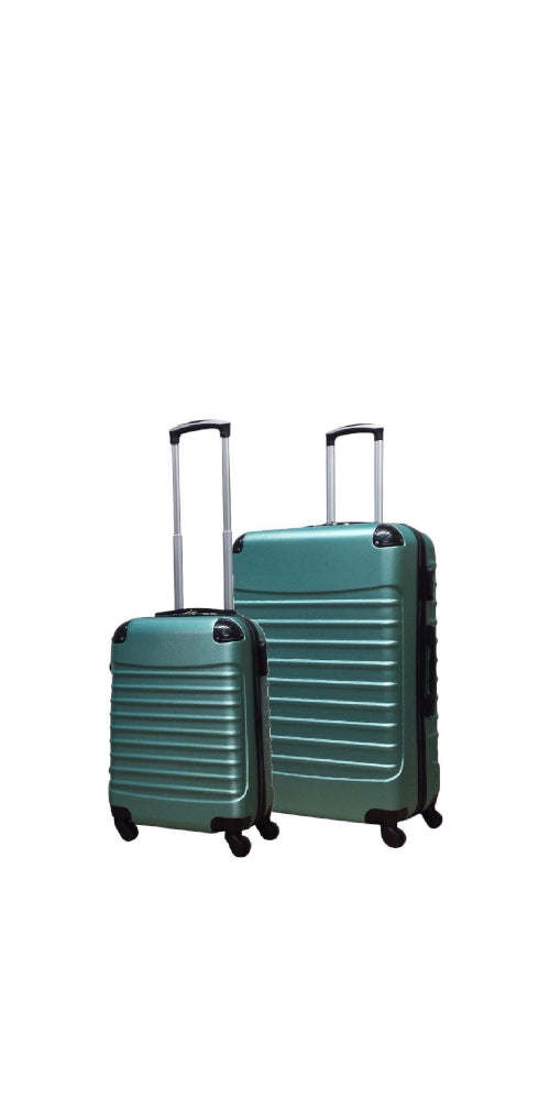 Unisex 2-piece green hardside luggage set with smooth spinner wheels, perfect for durable travel.