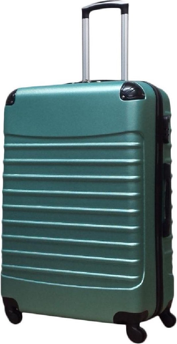 Vacation-ready green 2-piece hardside luggage set with spinner wheels, premium travel gear for any adventure.