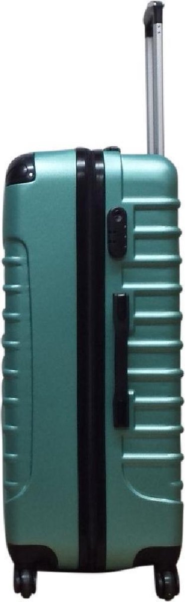 Secure 2-piece green hardside spinner luggage set, offering durability and easy maneuverability for trips.