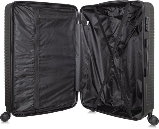 Easy-glide 2-piece hardshell luggage set with multi-directional spinning wheels for effortless travel.