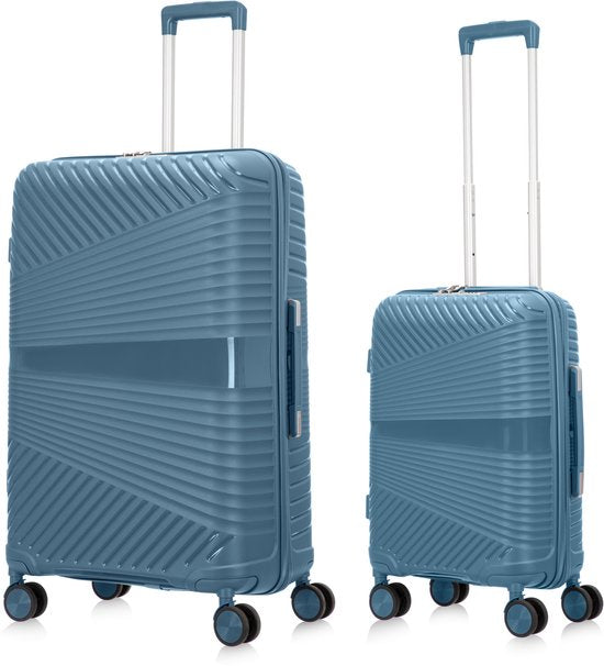 Versatile 2-piece hardshell luggage set: cabin bag & checked suitcase for all secure journeys.