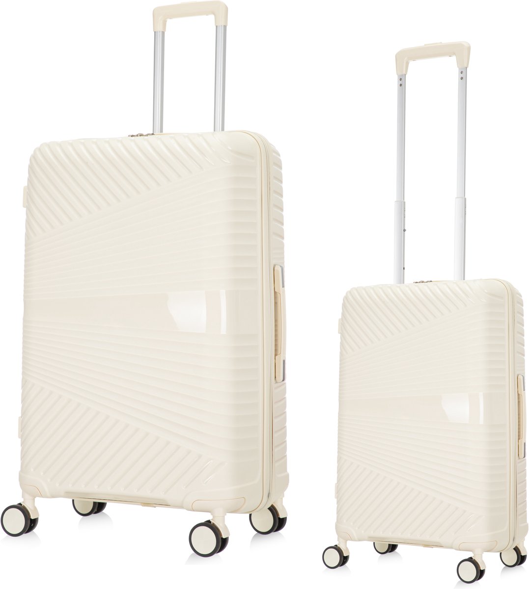 2-piece hardshell luggage set with silent spinner wheels, offering smooth, secure, & stylish travel.