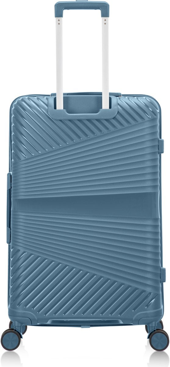 Modern 2-piece hardshell travel bag set with multi-directional spinner wheels & integrated TSA locks.