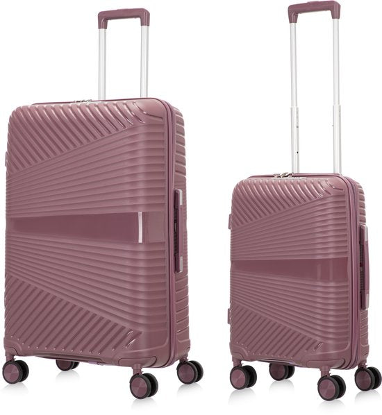 Complete 2-piece hardshell travel set: cabin bag & checked luggage with spinner wheels & TSA lock.