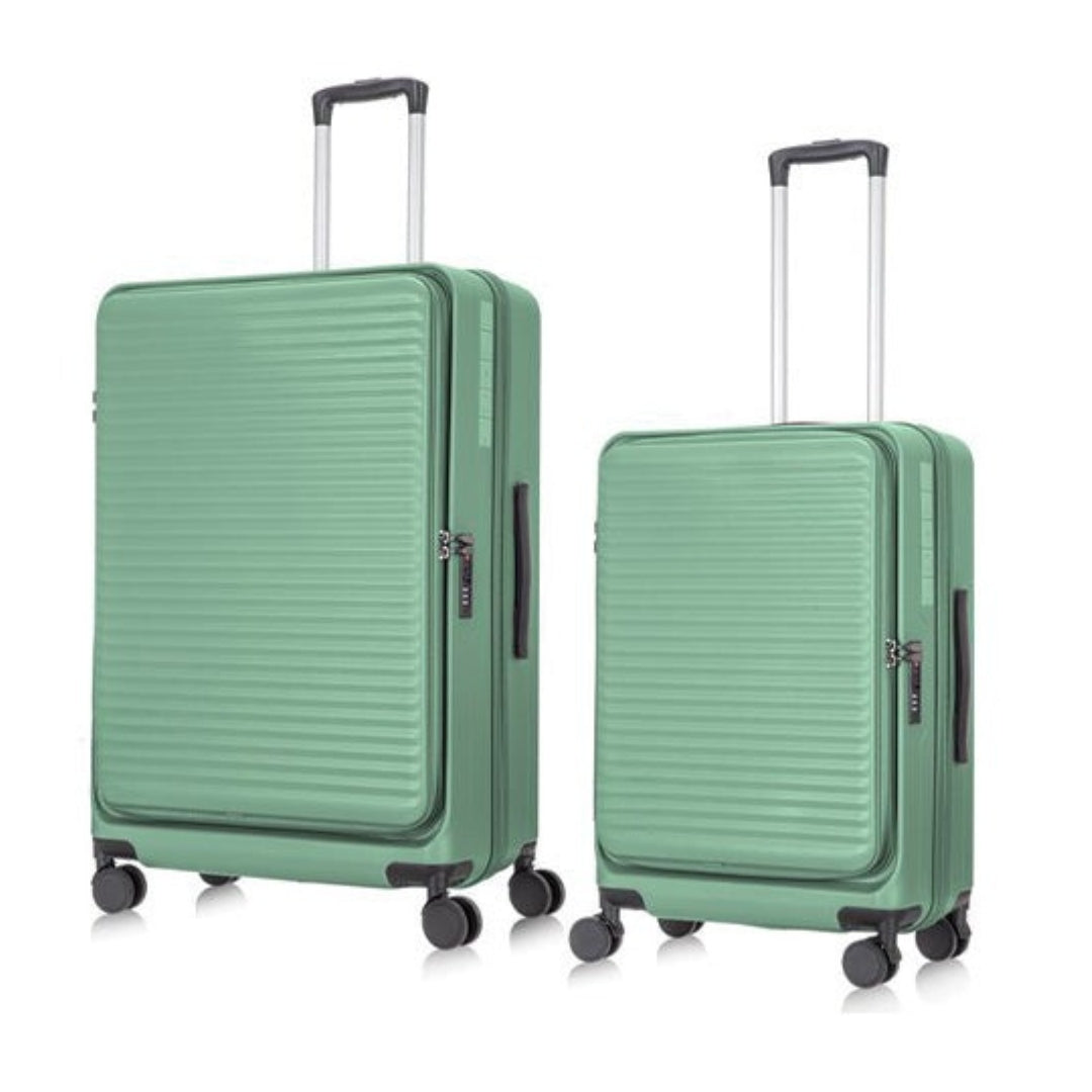 Unisex 2-piece hardshell luggage set with laptop compartment, perfect for business trips.