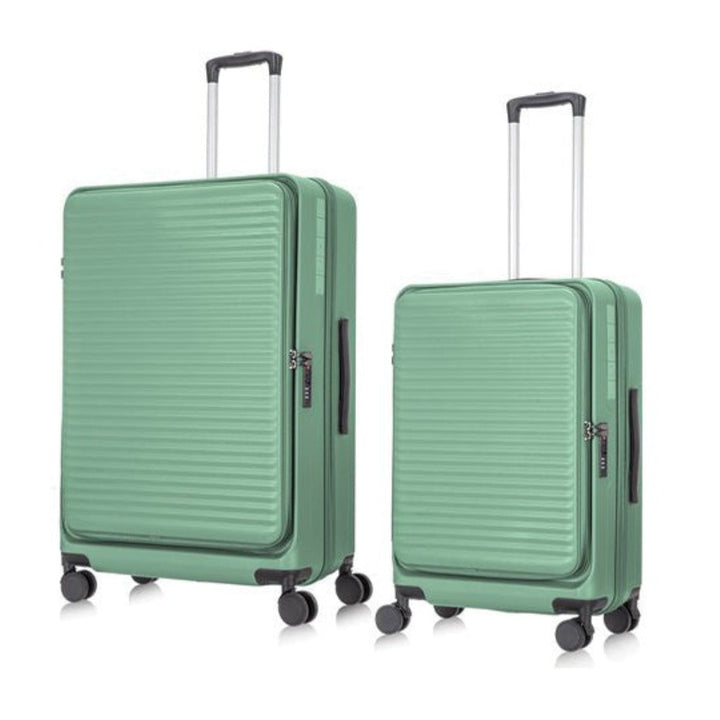 Unisex 2-piece hardshell luggage set with laptop compartment, perfect for business trips.