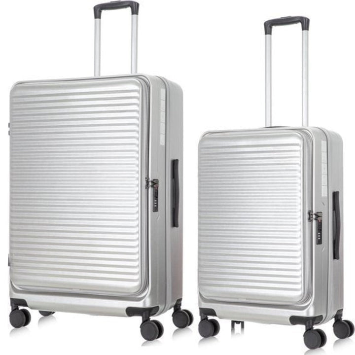 Durable hardshell travel bags set with smooth spinner wheels for easy navigation.