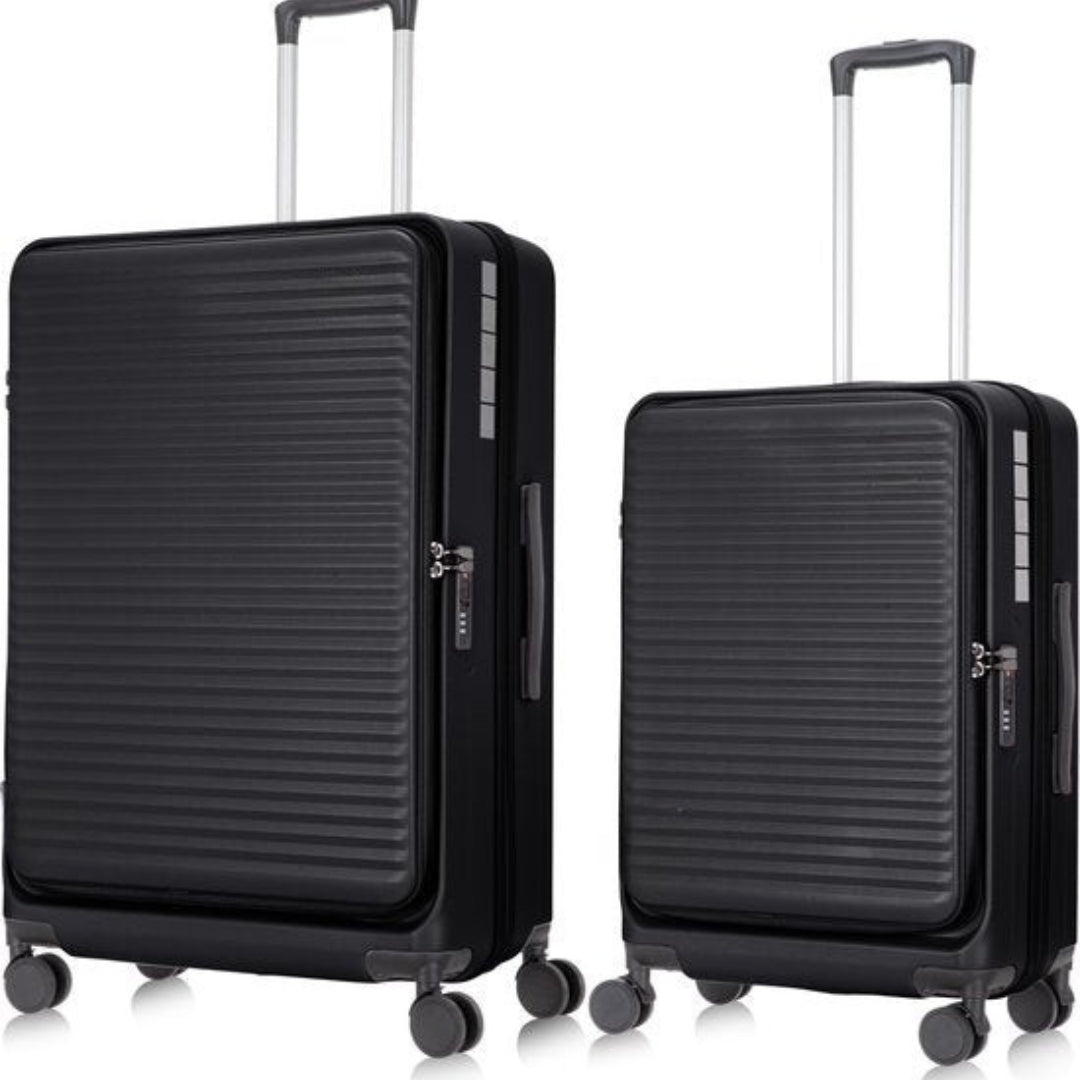 Unisex hardshell travel bags, a 2-piece set with a dedicated laptop compartment.