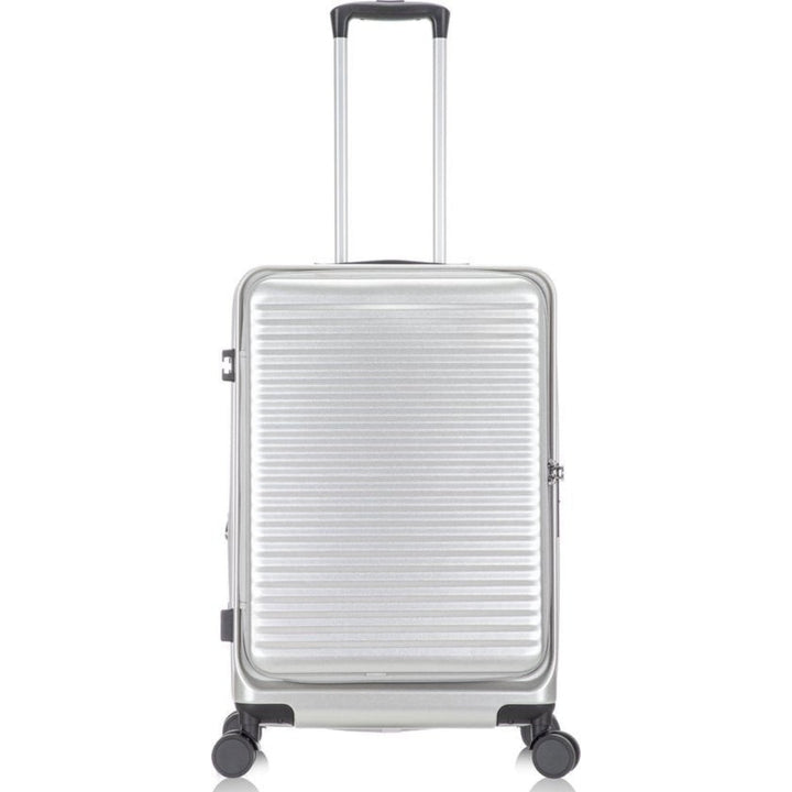 Modern hardshell luggage set, expandable for more storage and featuring a laptop sleeve.