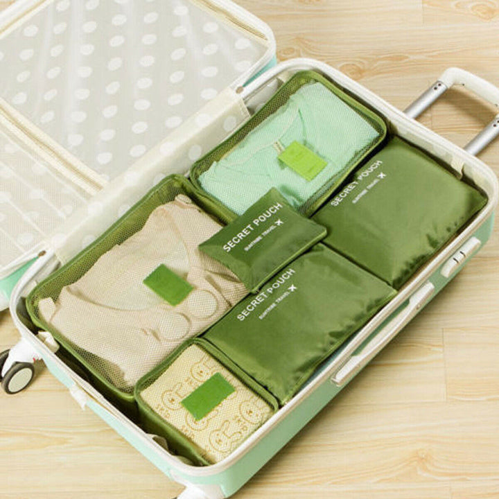 Compact travel organizers, space-saving and easy to use.