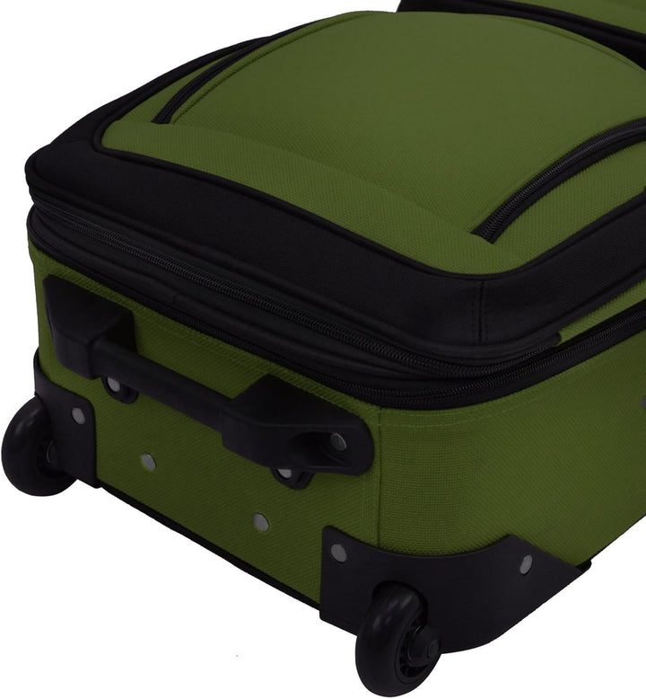 Unisex 2-piece softside expandable carry-on luggage set with rolling suitcase and travel tote.