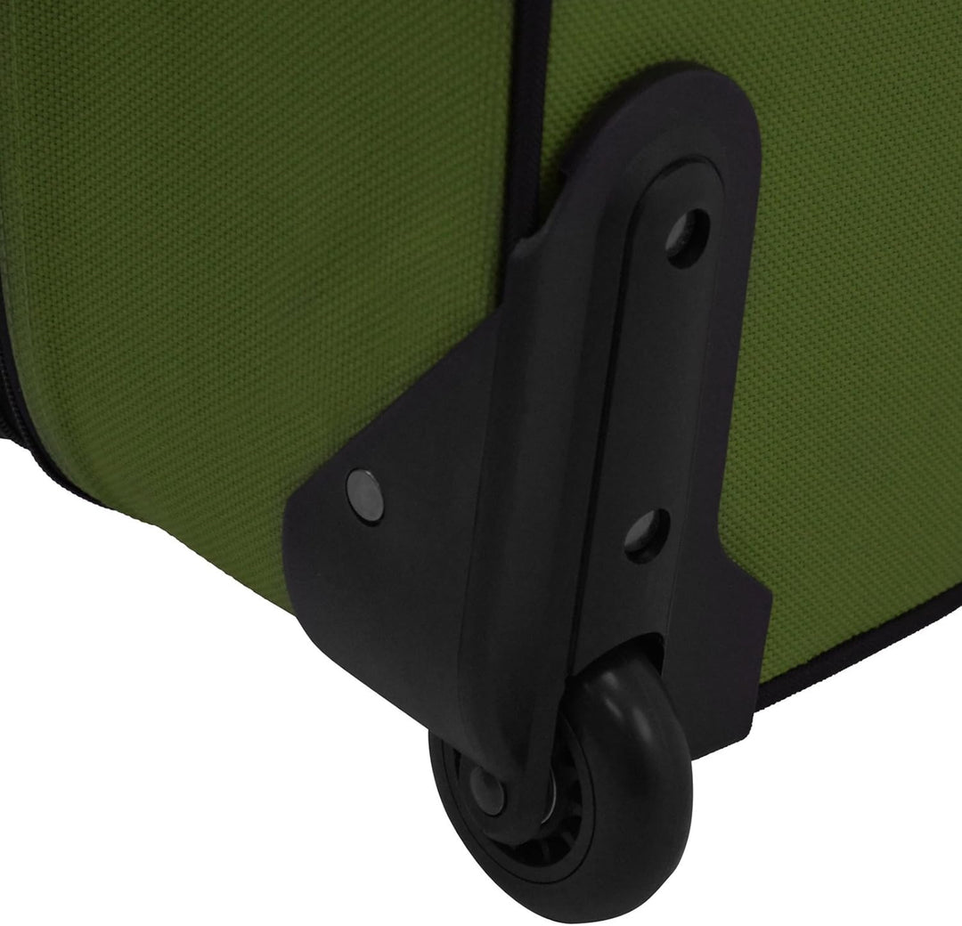 Airport-ready 2-piece softside carry-on set, expandable with skate wheels & matching travel tote bag.