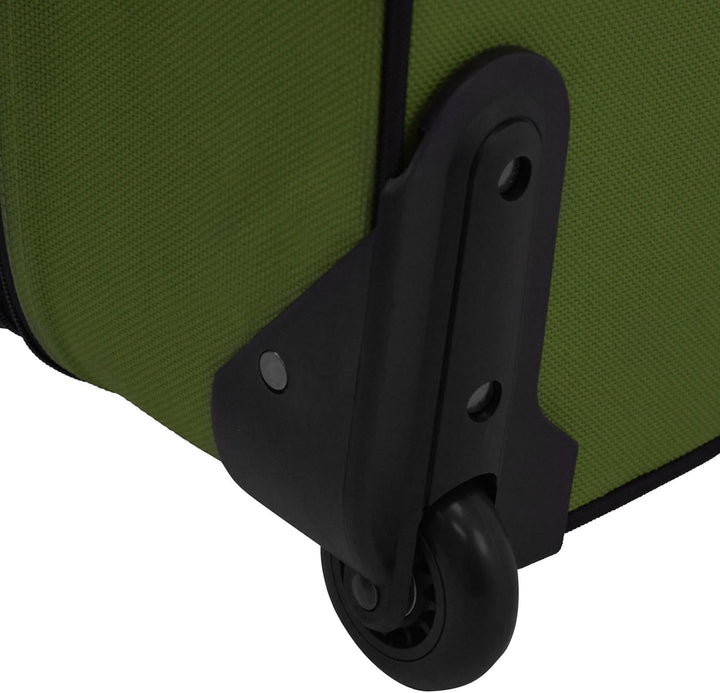 Airport-ready 2-piece softside carry-on set, expandable with skate wheels & matching travel tote bag.