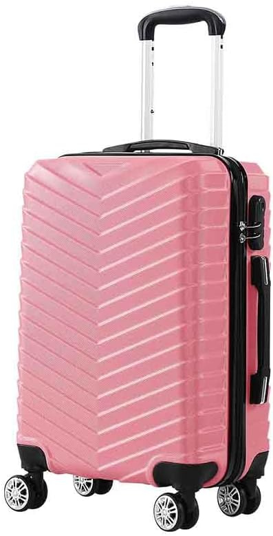 Unisex 20" hard shell carry-on suitcase with smooth spinner wheels & built-in combination lock for secure travel.