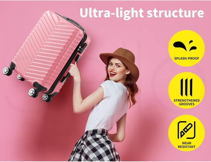 Compact 20" hard shell carry-on suitcase with integrated combination lock and quiet spinner wheels for secure trips.