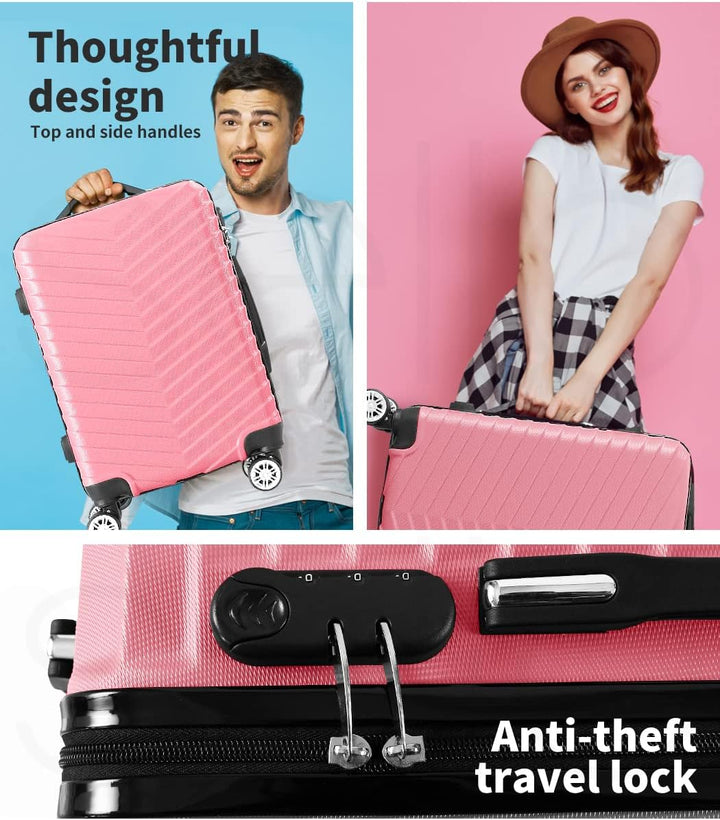 Robust hard shell 20" carry-on suitcase featuring durable spinner wheels & a secure combination lock for peace of mind.