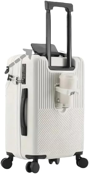 Unisex 20" hardshell carry-on luggage with integrated USB port, TSA lock, and convenient cup holder.