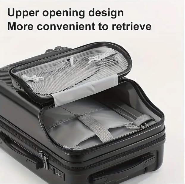 Convenient 20" hardshell spinner carry-on with a unique cup holder, ideal for easy travel.