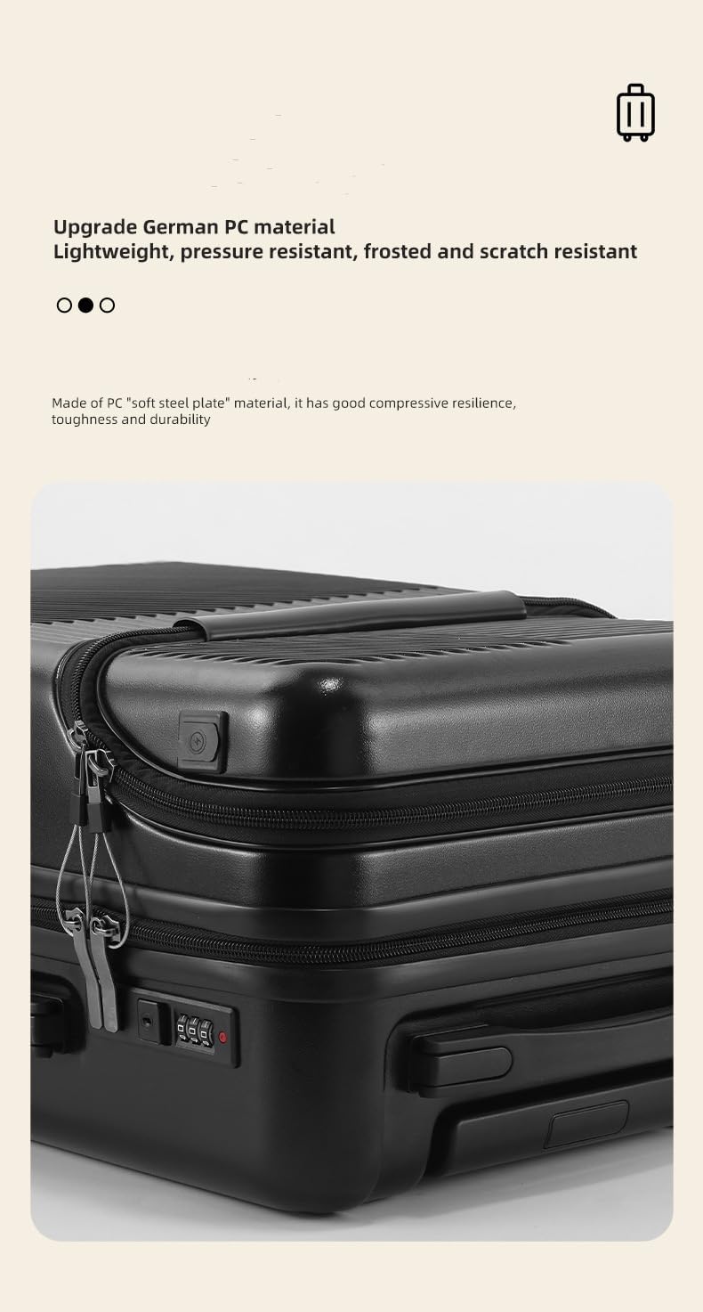Versatile 20" hardshell carry-on suitcase, complete with cup holder, USB port, and TSA lock.