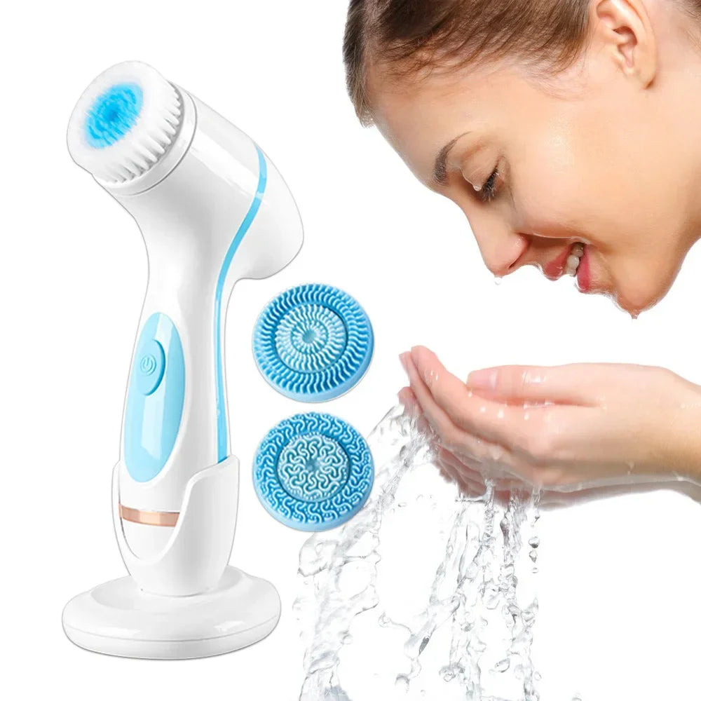 Sonic facial cleanser for deep pore cleansing. Skincare beauty tool for effective dirt and makeup removal.
