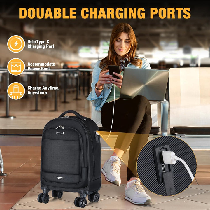 Durable 30L rolling laptop backpack, water-resistant, 4 spinner wheels. Perfect unisex bag for daily commute & flights.