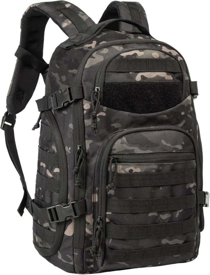 Unisex 35L tactical outdoor backpack with Molle system & laptop storage for hiking & travel.