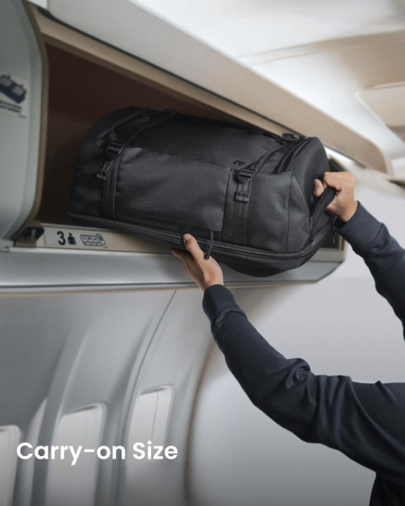 Unisex TSA-friendly carry-on backpack at the airport, ready for efficient security and travel.