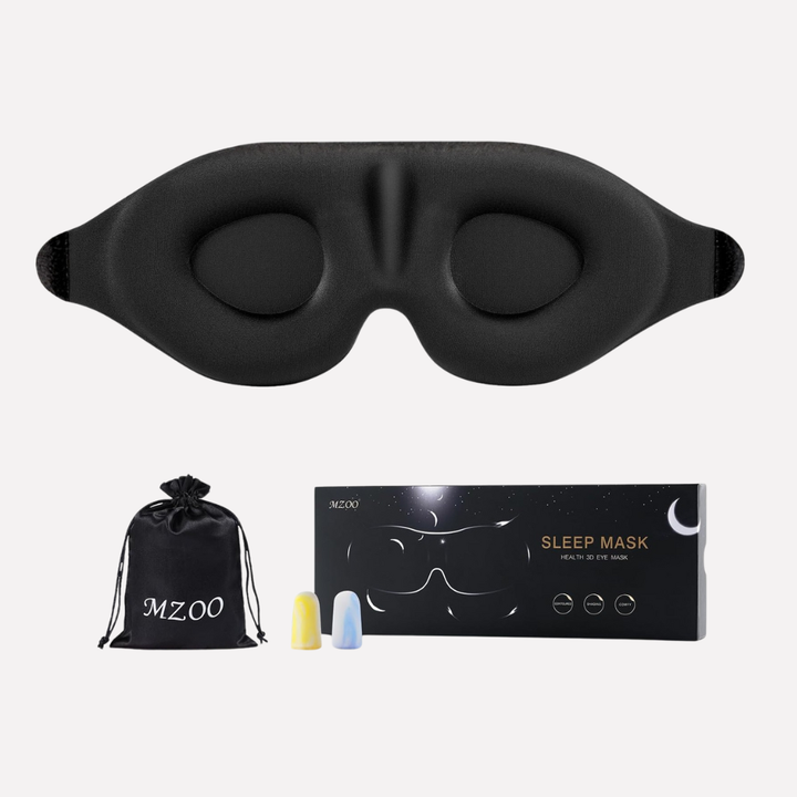 Unisex 3D contoured sleep eye mask. Blocks light, memory foam for deep rest & relaxation. Adjustable travel accessory.