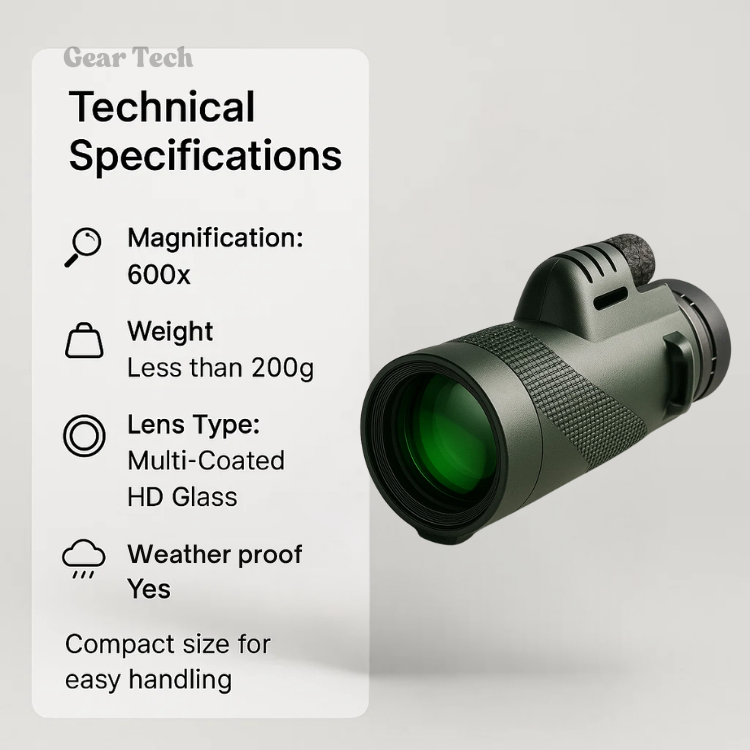 HD lens monocular with 45x zoom for clear birdwatching, travel & sports viewing. Weatherproof.