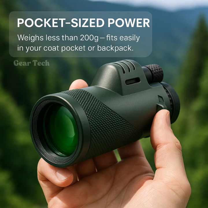 Durable, weatherproof 45x zoom monocular, perfect for outdoor adventures, hiking & wildlife viewing.