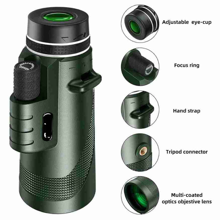 Unisex 45x ultra-zoom monocular with HD lens, ideal for precise long-distance viewing in nature.